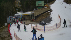 Modrá sjezdovka - dojezd k lanové dráze