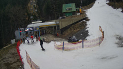 Modrá sjezdovka - dojezd k lanové dráze