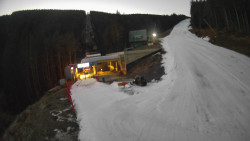 Modrá sjezdovka - dojezd k lanové dráze