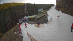 Modrá sjezdovka - dojezd k lanové dráze