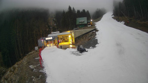 Červenohorské sedlo - Modrá sjezdovka - dojezd k lanové dráze - 23.12.2025 v 07:31 Červenohorské sedlo - Modrá sjezdovka - dojezd k lanové dráze - 23.12.2025 v 07:31