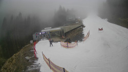 Modrá sjezdovka - dojezd k lanové dráze