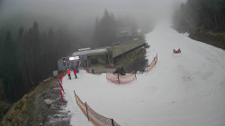 Modrá sjezdovka - dojezd k lanové dráze