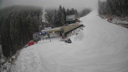 Modrá sjezdovka - dojezd k lanové dráze