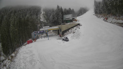 Modrá sjezdovka - dojezd k lanové dráze