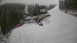 Modrá sjezdovka - dojezd k lanové dráze