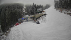 Modrá sjezdovka - dojezd k lanové dráze