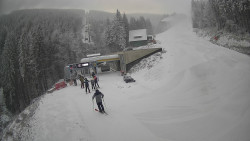 Modrá sjezdovka - dojezd k lanové dráze