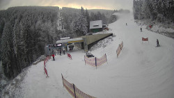 Modrá sjezdovka - dojezd k lanové dráze