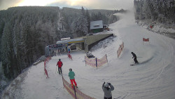 Modrá sjezdovka - dojezd k lanové dráze