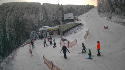 Modrá sjezdovka - dojezd k lanové dráze