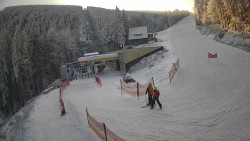 Modrá sjezdovka - dojezd k lanové dráze