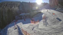 Modrá sjezdovka - dojezd k lanové dráze