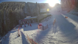 Modrá sjezdovka - dojezd k lanové dráze