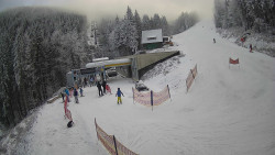 Modrá sjezdovka - dojezd k lanové dráze