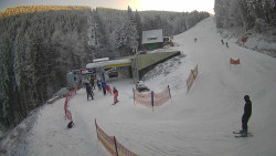 Modrá sjezdovka - dojezd k lanové dráze