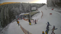 Modrá sjezdovka - dojezd k lanové dráze