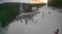 Modrá sjezdovka - dojezd k lanové dráze