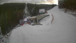 Modrá sjezdovka - dojezd k lanové dráze