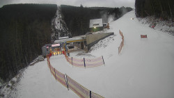 Modrá sjezdovka - dojezd k lanové dráze