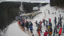 Modrá sjezdovka - dojezd k lanové dráze