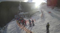 Modrá sjezdovka - dojezd k lanové dráze