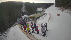 Modrá sjezdovka - dojezd k lanové dráze