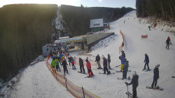 Modrá sjezdovka - dojezd k lanové dráze