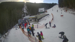 Modrá sjezdovka - dojezd k lanové dráze