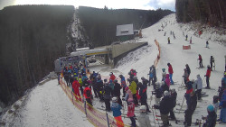 Modrá sjezdovka - dojezd k lanové dráze