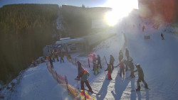 Modrá sjezdovka - dojezd k lanové dráze