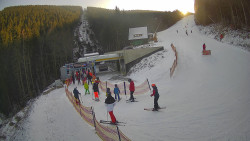 Modrá sjezdovka - dojezd k lanové dráze