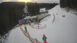 Modrá sjezdovka - dojezd k lanové dráze