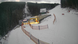 Modrá sjezdovka - dojezd k lanové dráze