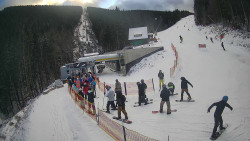 Modrá sjezdovka - dojezd k lanové dráze