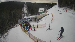 Modrá sjezdovka - dojezd k lanové dráze