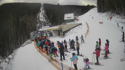 Modrá sjezdovka - dojezd k lanové dráze