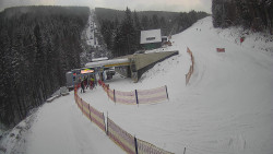 Modrá sjezdovka - dojezd k lanové dráze