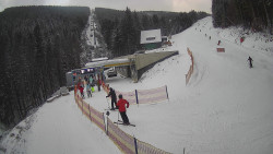 Modrá sjezdovka - dojezd k lanové dráze