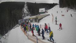 Modrá sjezdovka - dojezd k lanové dráze