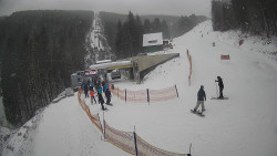 Modrá sjezdovka - dojezd k lanové dráze