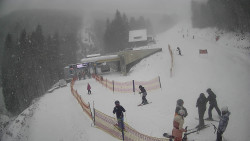 Modrá sjezdovka - dojezd k lanové dráze