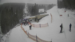 Modrá sjezdovka - dojezd k lanové dráze