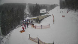 Modrá sjezdovka - dojezd k lanové dráze