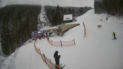 Modrá sjezdovka - dojezd k lanové dráze