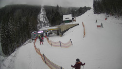 Modrá sjezdovka - dojezd k lanové dráze