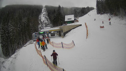 Modrá sjezdovka - dojezd k lanové dráze