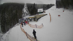 Modrá sjezdovka - dojezd k lanové dráze