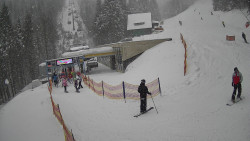 Modrá sjezdovka - dojezd k lanové dráze