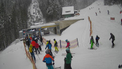 Modrá sjezdovka - dojezd k lanové dráze